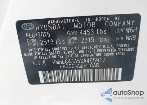 2025 Hyundai Sonata Sel z USA, uszkodzony, nr VIN KMHL64JA5SA485917
